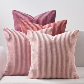 Topfinel Cushion Covers 45 x 45 Set of 4 for Spring, Soft Corduroy Pillows Cases for Livingroom and Bedroom Home decor 18x18 Inch Pink