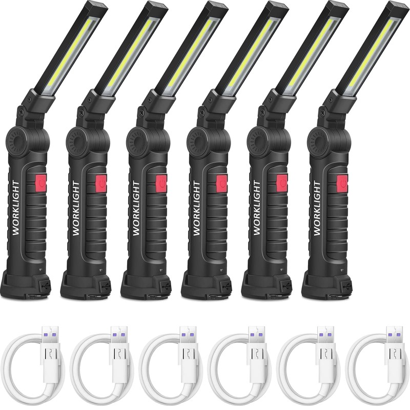 Mudder 6 Pcs Rechargeable LED Work Light with Magnetic Base