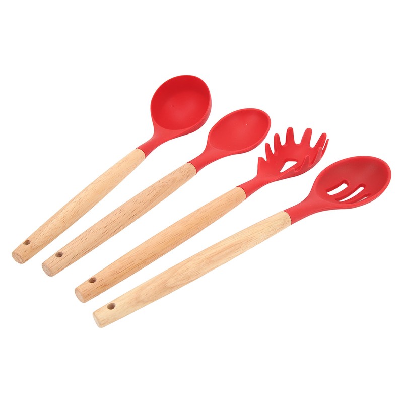 12 PCS Kitchen Cooking Utensils Set Ergonomic Wooden Handle Silicone