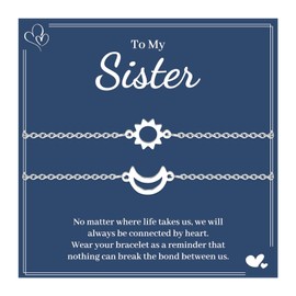 VU100 Sister Bracelets for 2 Sister Gifts from Sister Gifts for Sisters Matching Sun and Moon Bracelets Stainless Steel Bracelet Sister Bracelets for Women Birthday Gifts for Girl Best Friends
