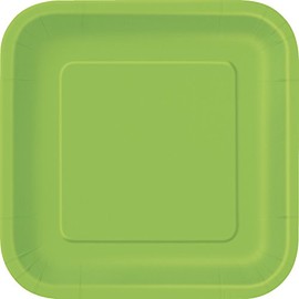 Lime Green Square Paper Dessert Plates (17cm) 16 Count - Elegant & Sturdy Party Tableware for Appetizers, Cakes and More