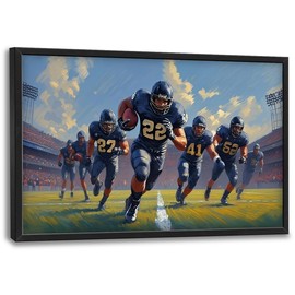 Glocmna Framed Large Wall Art for Living Room American Football Team Wall Decor Sport Theme Canvas Pictures Painting Print Gym Decor for Home Gym Artwork Decorations for Boys Bedroom Home Gifts 24"x36"