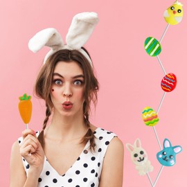 Happy Easter Variety Pack Lollipops Suckers, Colorful Easter Eggs, Yellow Bunny Rabbit, Orange Carrot Designs Fat-Free, Individually Wrapped Easter Pops (144-Pack)