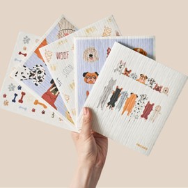 RECYCO Swedish Dishcloths for Kitchen | 5 Packs Pale Blue Washable Dish Rags | Cellulose Reusable Cleaning Paper Towels | Absorbent Counter Dish Cloth Sponge Kitchen Wipes, 8" L x 7" W