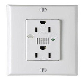 Leviton 7280-W 15 Amp, 125 Volt, Decora Duplex Surge Suppressor Receptacle, Straight Blade, Industrial Grade, Surge w/ Indicator Light & Audible Alarm, White