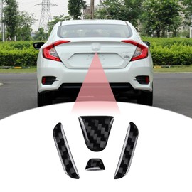 LANZMYAN Compatible with Car Rear Tailgate Emblem Logo Trim Carbon Fiber Emblem Badge Decal Cover Sticker Accessories for Honda 11th Gen Civic 2022 2023 4PCS(Black)