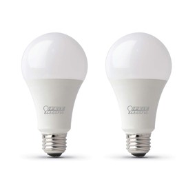 Feit Electric A19 100W Equivalent LED Light Bulbs, Dimmable, 5000k Daylight, 1600 Lumens, 22 Year Lifetime, E26 Base, CRI 90, UL Listed, Damp Rated, 2 Pack, OM100DM/950CA/2