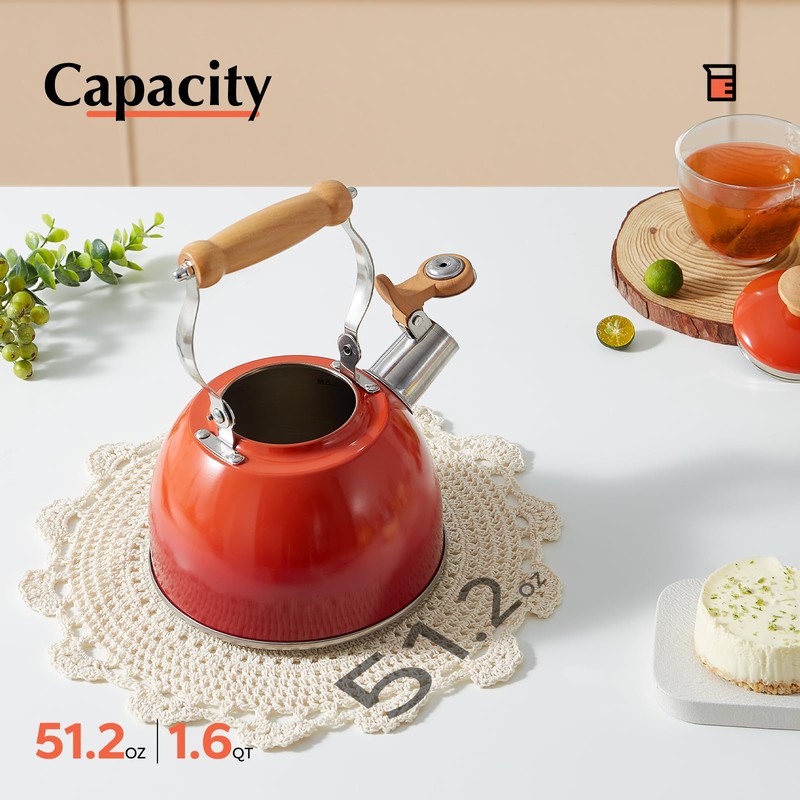 ROCKURWOK Tea Kettle, Tea Pot with Cool Touch Ergonomic Handle,