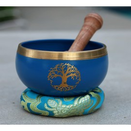 Tibetan Tree Of Life Singing Bowl Mallet Cushion Set ~ For Meditation, Yoga, Spiritual Healing and Mindfulness ~ Medium