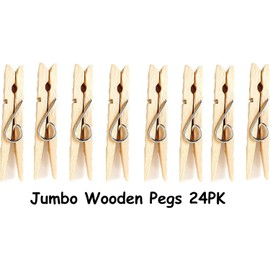 Wooden Cloth Pegs for Washing Line Clothespin Heavy Duty Wood Clips for Hanging Clothes Pictures Outdoor Pegs Close Wire Springs Drying, Hanging, Clothes, Laundry & Linens Home (24 pcs)
