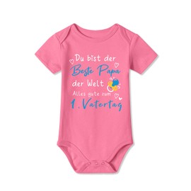 BesserBay Baby Short Sleeve Romper Bodysuit "Der Beste Papa der Welt" Father's Day Gift Unisex 0-12 Months, Pink | Der Beste Papa, 9 - 12 months