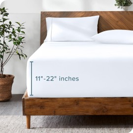 Bare Home King Fitted Sheet - Extra Deep Pocket Fitted Sheet - Premium 1800 Microfiber - Ultra-Soft Wrinkle Free - King Deep Pocket Bottom Sheets (King - 11" to 22" Pocket, White)