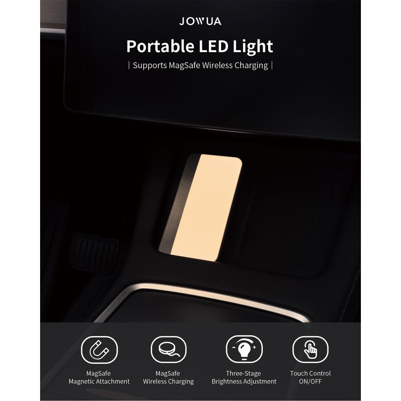 JOWUA Portable LED Light Compatible for MagSafe Wireless Charging, Supports