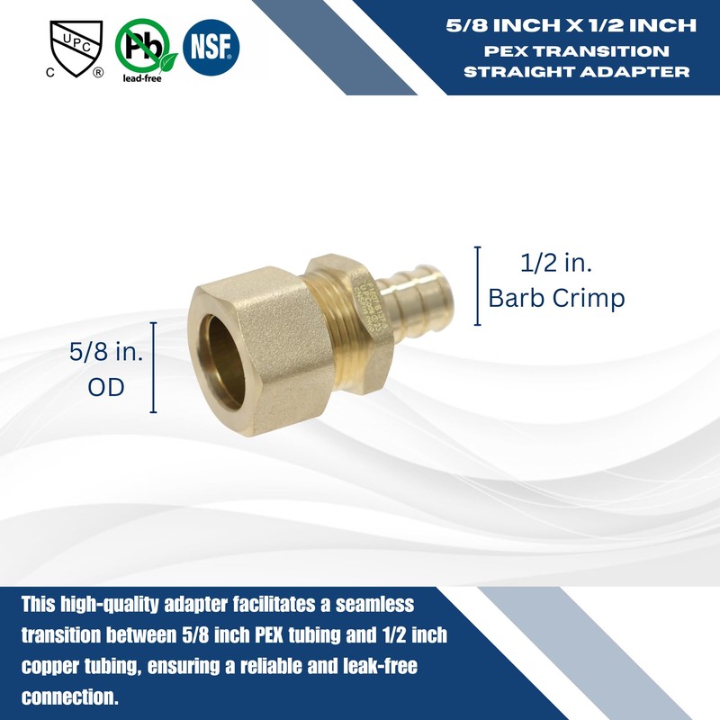 XFITTING OD compression 5/8 Inch x 1/2 Inch Pex Transition