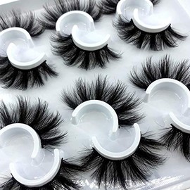 HBZGTLAD 6 Pairs Fluffy False Eyelashes Natural Faux Mink Strip 3D Lashes Pack (MDF-12) | HBZGTLAD