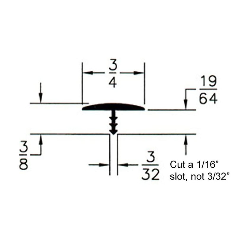 T-Molding.com 25ft Roll of Black 3/4" Plastic Tee Moulding for