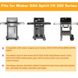 64815 Grill Grates for Weber Gourmet BBQ System GS4 Spirit II 200 & I Spirit 200 SER Grill Replacement Parts for Weber Spirit 2 Grill Parts Weber E210 Cooking Grates 7637 67022 69800 69799 Cast Iron