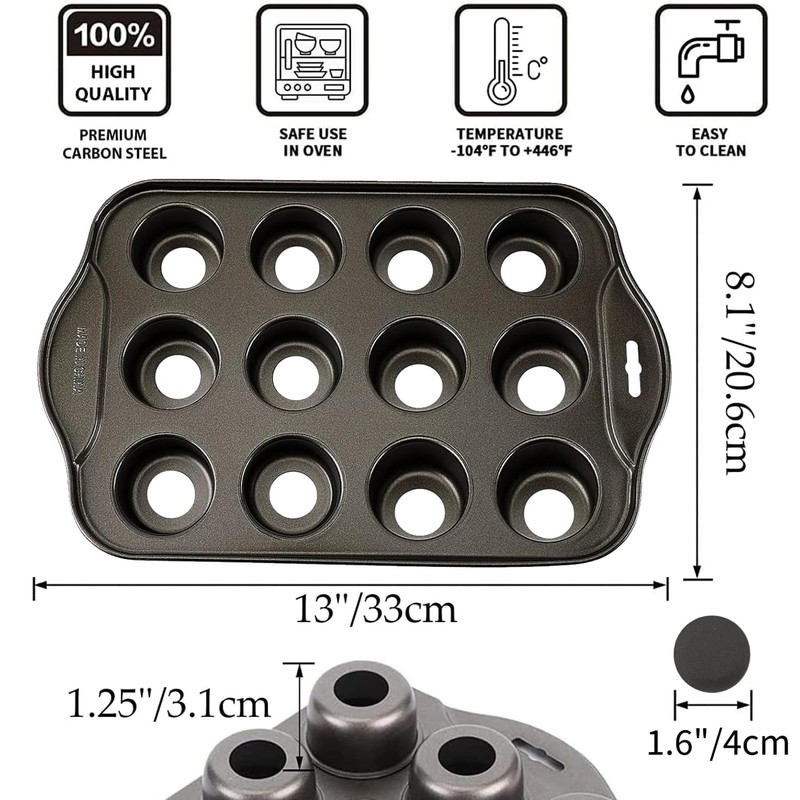 PLAZOTTA 2 Pack 12 Cavity Mini Cheesecake Pan, Mini Muffin