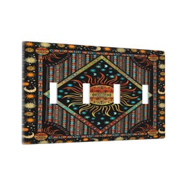 Wpshijia Light Switch Cover Boho Burning Sun Hippie Retro Bohemian Gypsy 4 Gang Switch Plate Quad Toggle Wall Plates Decorative Switchplate Electrical Outlet Cover Plates for Bathroom Home Decor