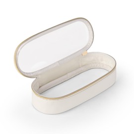 Soimeat Clear Travel Makeup Brush Holder, Leather Makeup Brush Toiletry Bag, Portable Cosmetic Brush Case, Transparent Waterproof Makeup Brush Storage Bag, White