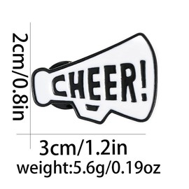 CHEER Megaphone Brooch Pins Megaphone Cheer Game Day Enamel Badge Football Rugby Ball Sports Cheerleading Team Sports Fans Favors- White
