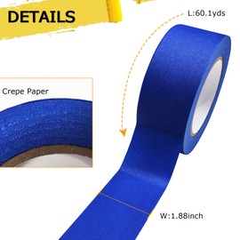 Professional Painters Tapes 2 Inch Wide (1.88 In. x 60 Yds), Blue Masking Tape, Paint Paper Tape, Protects Surfaces, No Residue, Painter's Tape for Wall Painting, Artist Paint, Canvas Edging, 6 Rolls