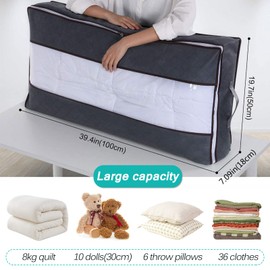 Pack of 2 Underbed Storage Bags Large Foldable Storage Bags Foldable Storage Clothes with Clear Window Clothes Storage Organiser for Duvets, Blankets, Bedding