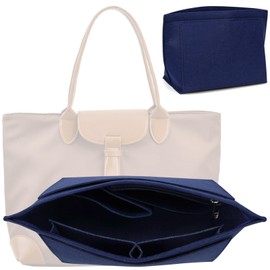 QGGTQG Bag Organiser for Longchamp Premium Organiser for Longchamp Bag Purse Organiser Handbags Organiser Felt Bag Organiser with Multiple Pockets (Navy, M)