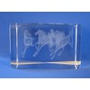 Feng Shui Import Laser Engraved 3D Horses in Crystal Glass