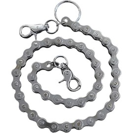Motorcycle Bike Chain Wallet Key Chain, Silver, Metal Construction, 50 cm Length