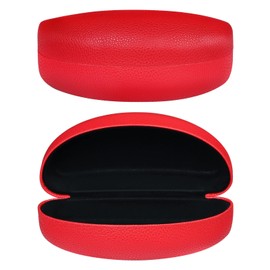 molshine Hard Shell Sunglasses Case,PU Leather Classic Large Glasses Case for Women Men Lady (Red)