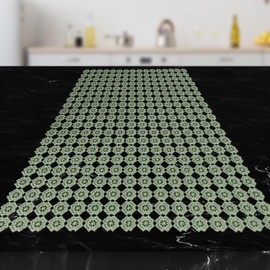 Elegant Comfort Table Runner, Dresser Scarf, Embroidery Table Decor for Inside or Outside, Luxury Crochet Tabletop, Kitchen Dining Table Runner, 16 X 20 Inch, Green