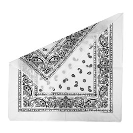 Junvena Cotton Bandanas 12 packs 22"X 22" Double Sides Printed Unisex Kerchief（Snow White）