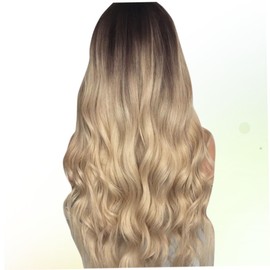 WOONEKY 1pc Fashionable Long Curly Wig Blunt Bangs Gradient Brown Hair Accessory for Women Comfortable and Ventilative Design for Daily Wear and Costumes