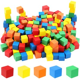 MUKLEI 400 PCS Wooden Blocks, Colorful Cube Blocks 0.8 Inch Square Cube Blocks Wooden Cube Block for Crafts, DIY Projects and Puzzle Making