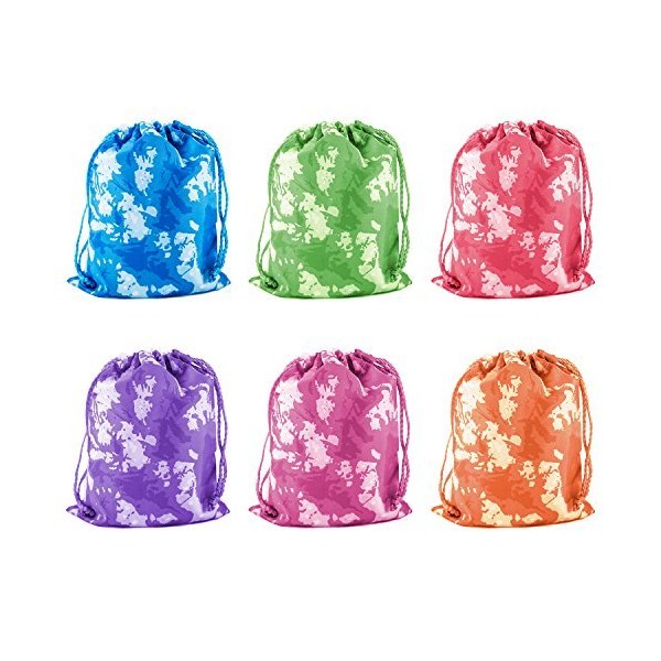 Super Z Outlet Tie-Dye Camouflage Drawstring Bags Party Favors, Arts & Crafts Activity (Assorted 12 Pack)