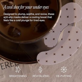+ Lux Unfiltered Iced Latte Cooling Under Eye Patches - Anti-Slip Caffeine Infused Korean Eye Mask - Reduces Puffiness, Brightens & Hydrates - Niacina