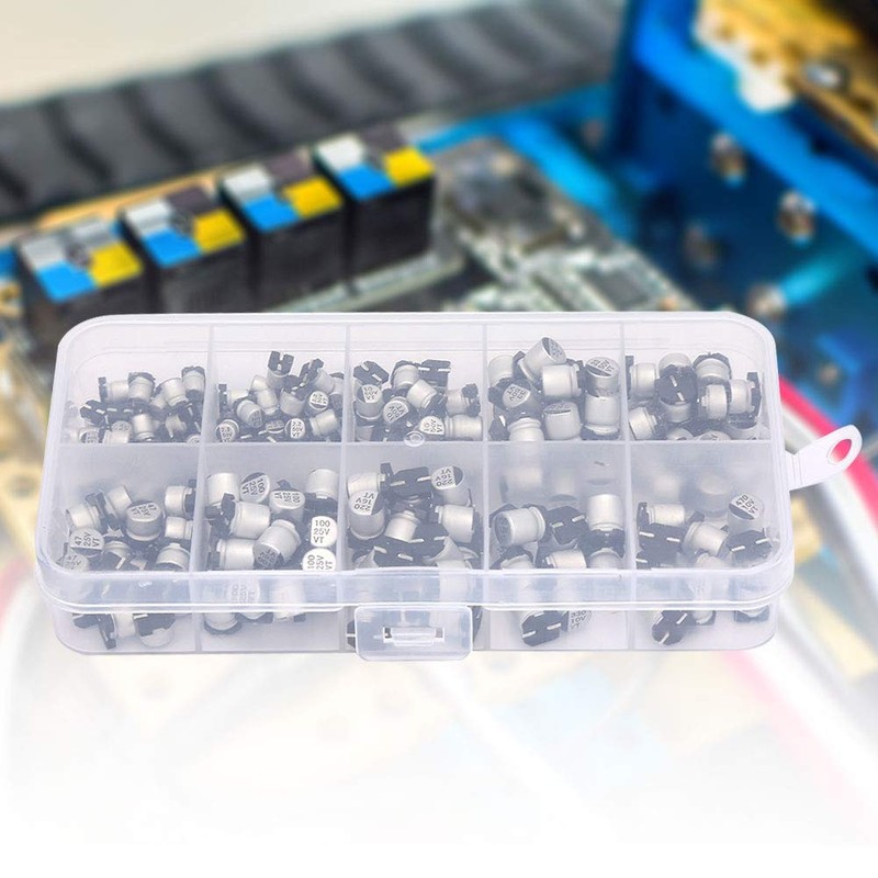200 Pieces 10-50V Electrolytic Capacitor, SMD Electrolytic Capacitors Set 1uF