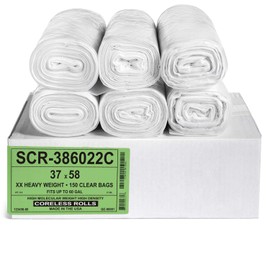 Aluf Plastics 55-60 Gallon Trash Bags - (Commercial 150 Pack) - Source Reduction Series Value High Density 22 Micron Gauge (equiv) - Intended Multipurpose
