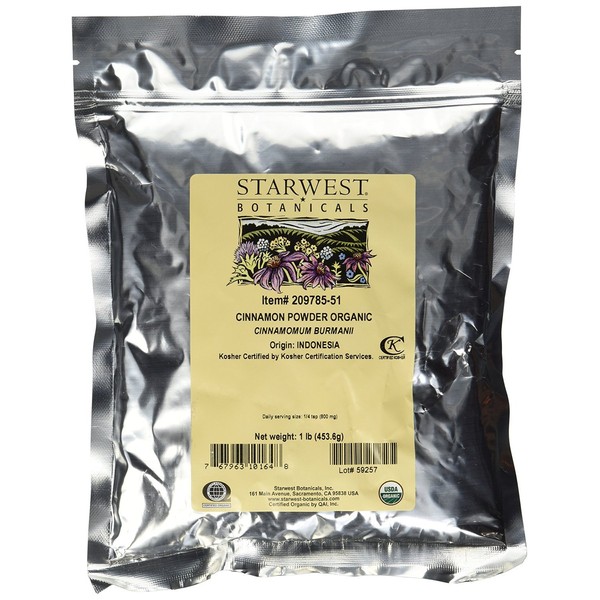 Starwest Botanicals Organic Cinnamon Powder - 1 Pound - Freshly Ground Korintje Cinnamon (Pack of 3)