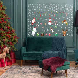 WALPLUS 140x90cm Christmas Combo Decorations Wall Stickers Snowy Winterland with Friends Wall Art Window Display Clings Display Decals Living Room Sale Clearance Home Living Room Bedroom DIY Gift