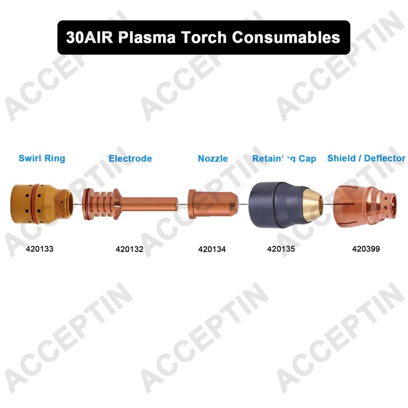 ACCEPTIN 420132 Electrodes 10pcs & 420134 Nozzles 10pcs Fit 30
