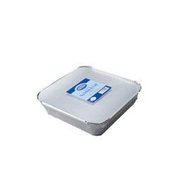 Essential Housewares FDSQAL 8000099 Square 25cmx24cm Foil Oven Dishes with Lids, Silver