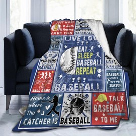 Magazasi Baseball Blanket Gifts for Boys Ultra Soft Warm Flannel Throw Blanket Baseball Team Baseball Lover Gifts for Adults Kids Men Bed Sofa 50"X40"INCH