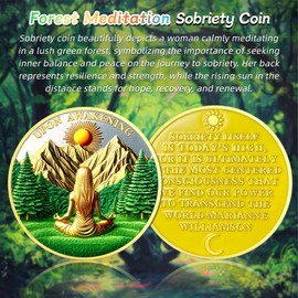 Original Forest Meditation Sobriety Coin - Upon Awakening Sunlight AA Coins - Recovery Addiction NA AA Chips and Medallions - Celebrate Living Clean Narcotics Alcoholics Anonymous Gifts for Men Women