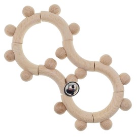 Hess Holzspielzeug 11133 Wooden Motor Skills Rattle, in the Shape of an Eight, with Movable Parts, for Babies from 6 Months, Handmade, Pure Nature, for Gripping Exercises and Happy Rattle Fun
