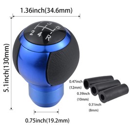 Padaodao 5 Speed Shift Knob Leather Gear Lever Stick Shifter Handle fit Most Manual Transmission Trucks SUVA Cars, Blue