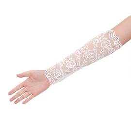 QCHOMEE UV Protection Arm Cover, Women's Gloves, Fingerless, Lace Long Gloves, Thin, Arm Cover, Sun Protection, Anti-UV, Anti-stuffy, Arm Cover, Stylish, Driving Gloves, Outdoor Activities, Bicycle,