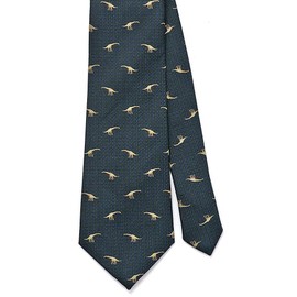 [COLORATA] Carolata Dinosaur Ancient Biological Pattern Necktie (100% Silk / Jacquard Woven), 57.1 x 3.3 inches (145 x 8.5 cm) / Gift Present, green (dark green)