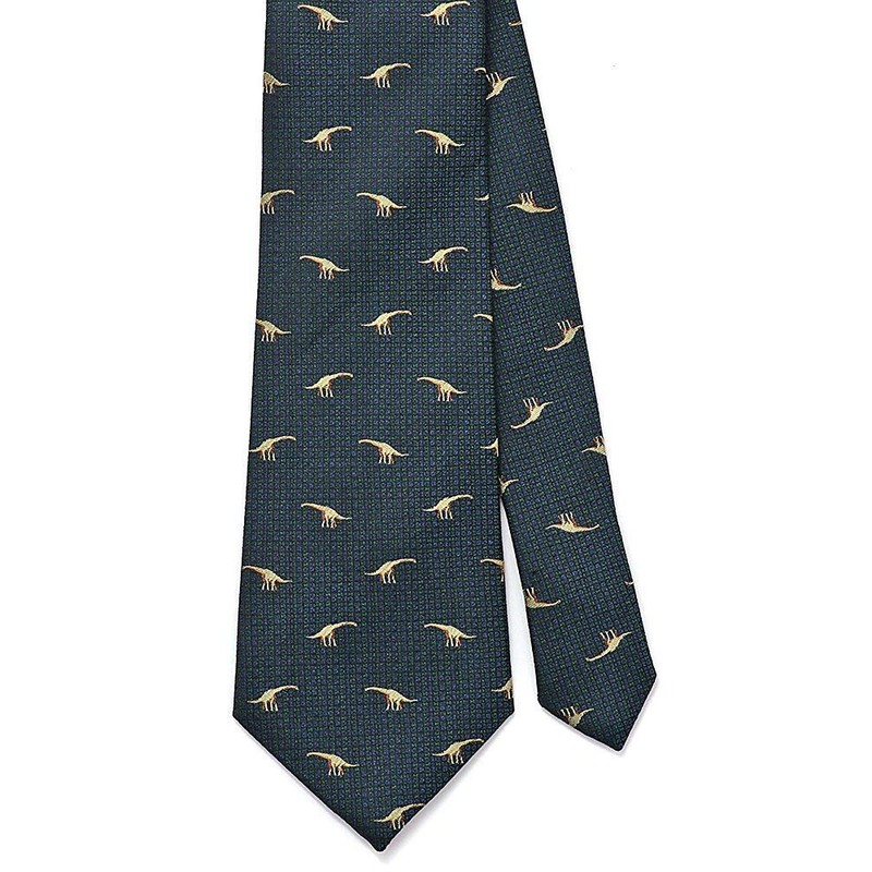 [COLORATA] Carolata Dinosaur Ancient Biological Pattern Necktie (100% Silk /